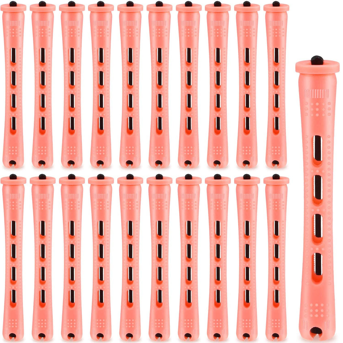 WILLBOND 60 Pieces Pink Perm Rods, 0.51 Inch Plastic Curling Rollers for Long Hair Styling