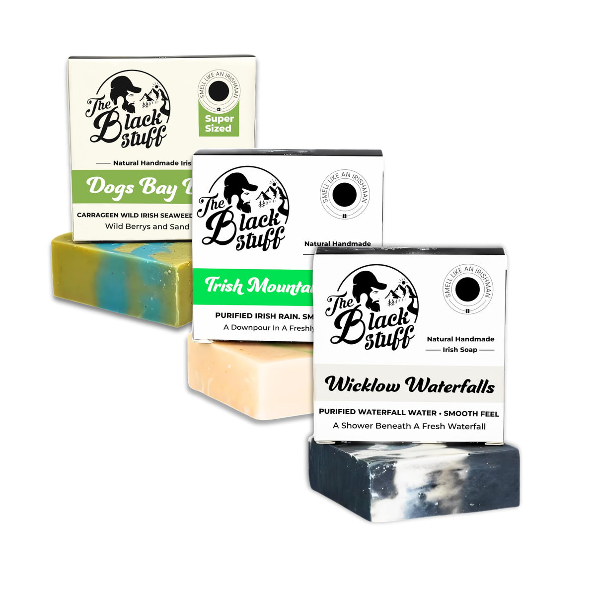 The Black Stuff All Natural Handmade Soap For Men - Cold Process, Organic Ingredients, 3-Pack