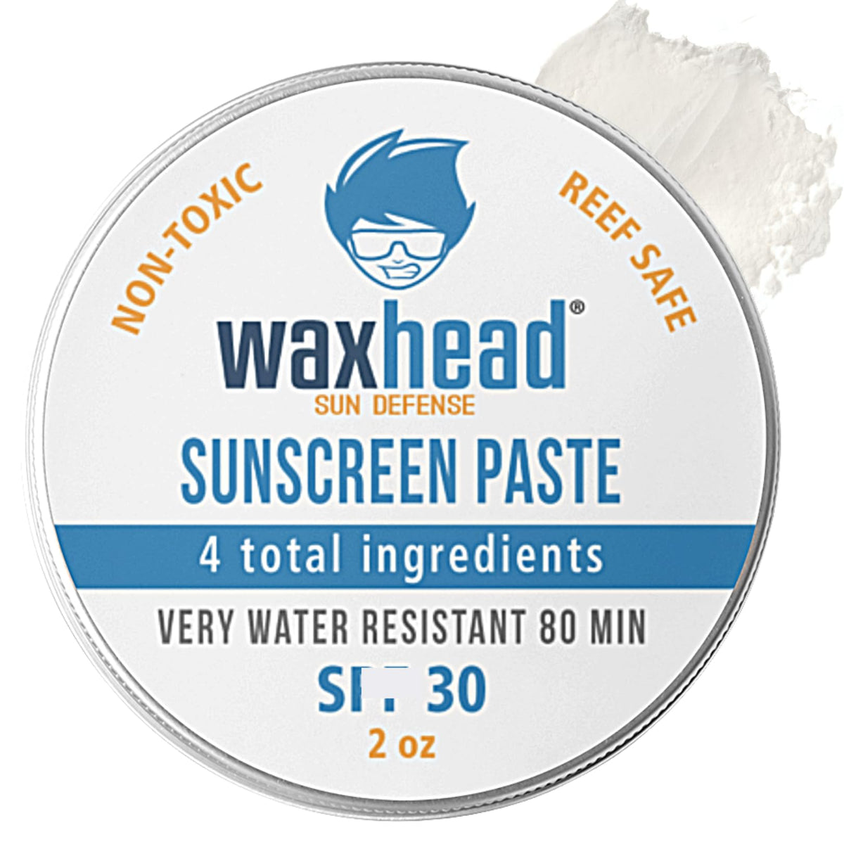 Waxhead Zinc Oxide Sunscreen, Reef Safe Spf 30, Biodegradable, Waterproof, 2Oz Tin, White