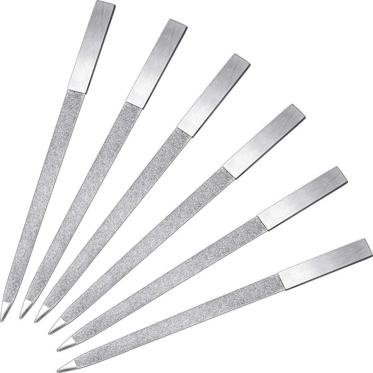 Mudder 6-Piece Stainless Steel Nail File Set - Double-Sided Metal Buffer For Manicure, 7 Inch