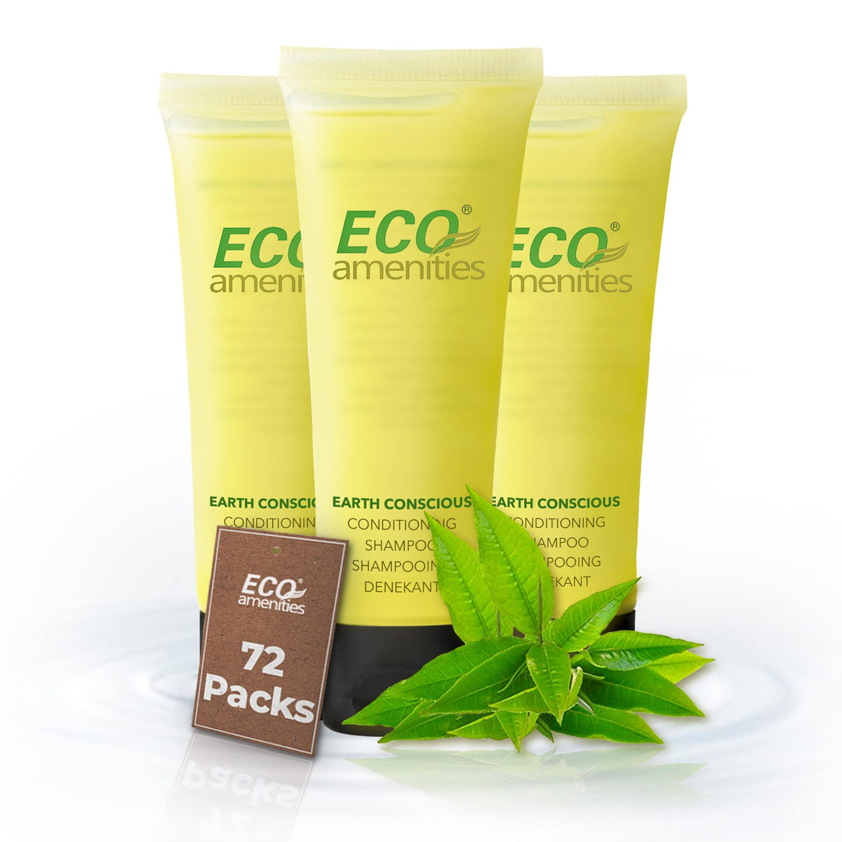 Eco Amenities Travel Size Shampoo - 72 Pack, 1 Oz Green Tea Scent Bulk Toiletries For Hotels