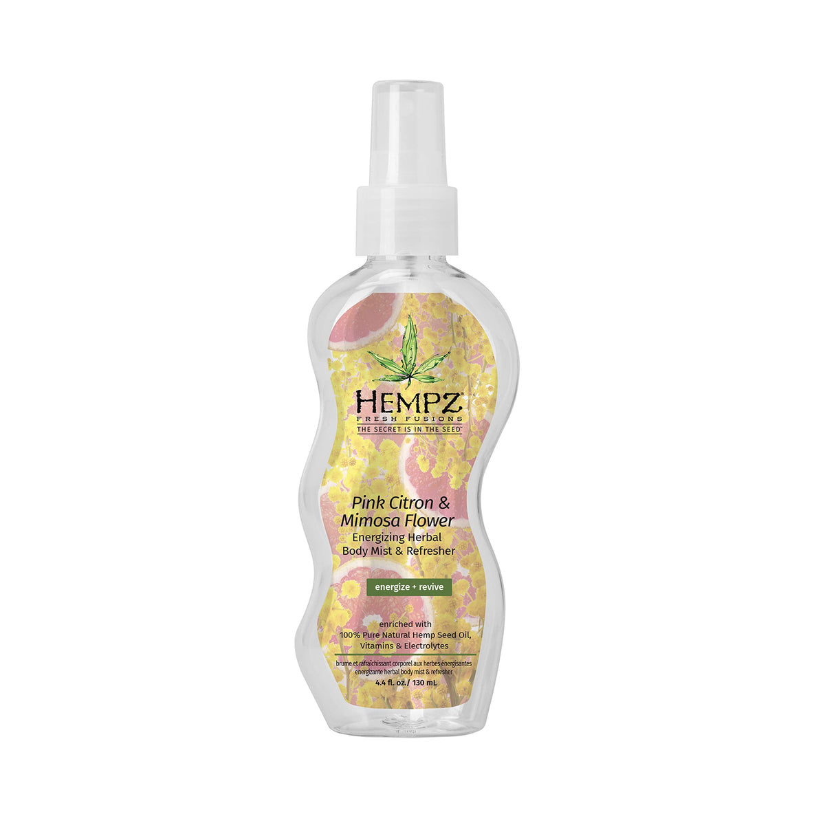 Hempz Pink Citron & Mimosa Flower Herbal Body Mist, Energizing Refreshing Spray, 4.4 Fl Oz