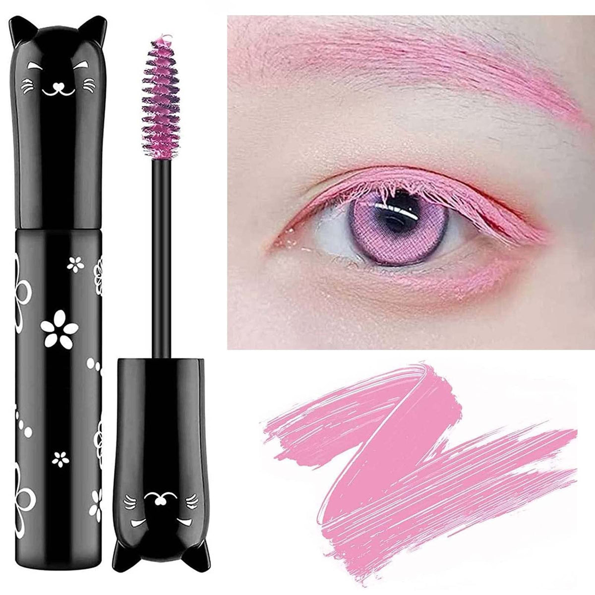 Twlbxmg Pink Mascara - Hypoallergenic, Waterproof, Fast Dry, Volumizing & Lengthening Eyelashes