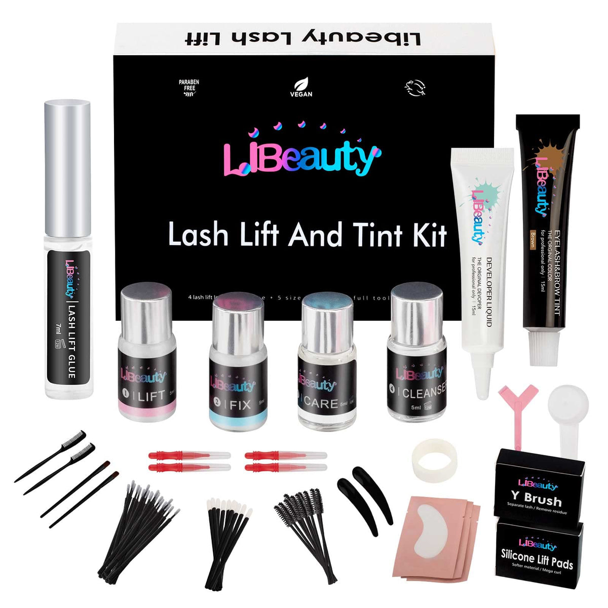 Libeauty Light Brown Eyelash Lift & Brow Lamination Kit - Diy Lash Perm & Coloring Kit