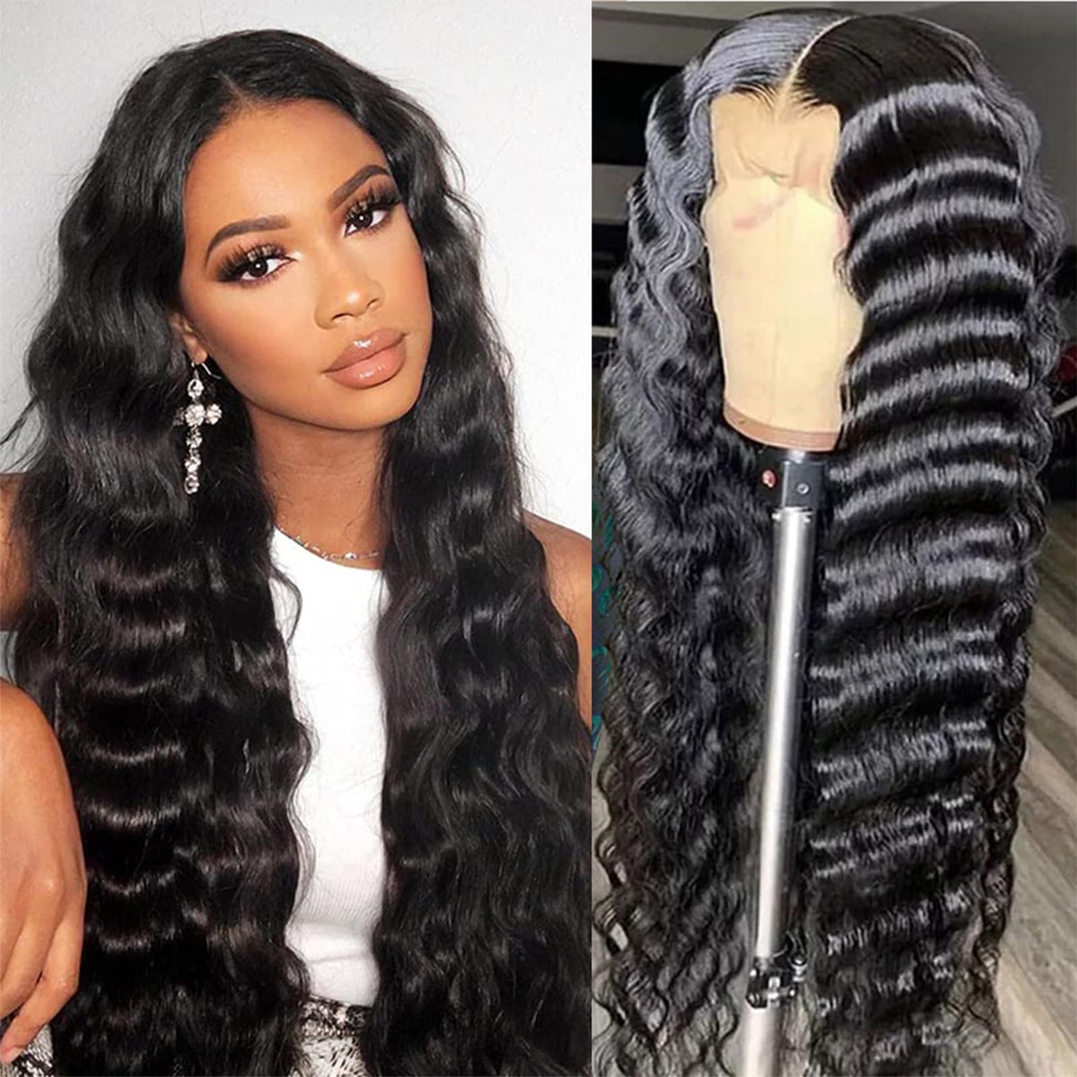 ROYAL IMPRESSION 20 Inch Loose Wave Lace Front Wig 200% Density Human Hair HD Transparent