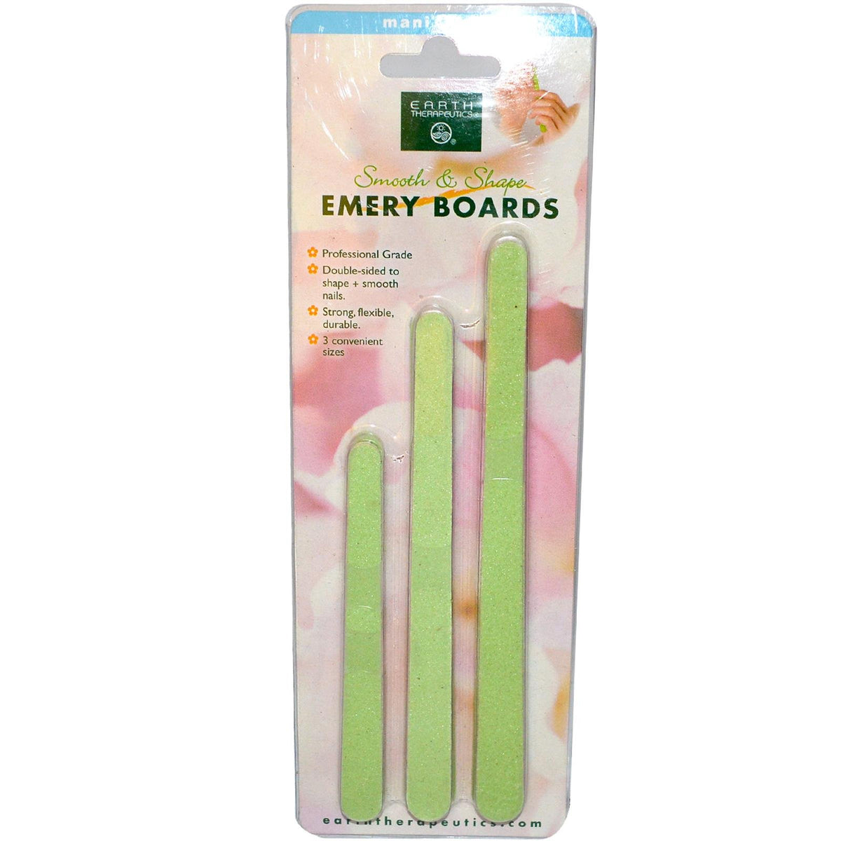 Earth Therapeutics Emery Boards, Smooth & Shape, 15 Count, Green - Nail Care Essentials