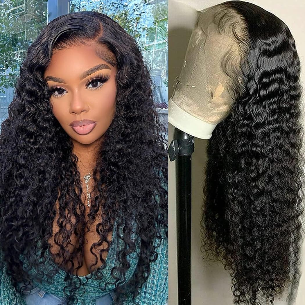 Tandovee 24&quot; Hd Transparent Water Wave Lace Front Wig - 100% Virgin Human Hair, 180% Density