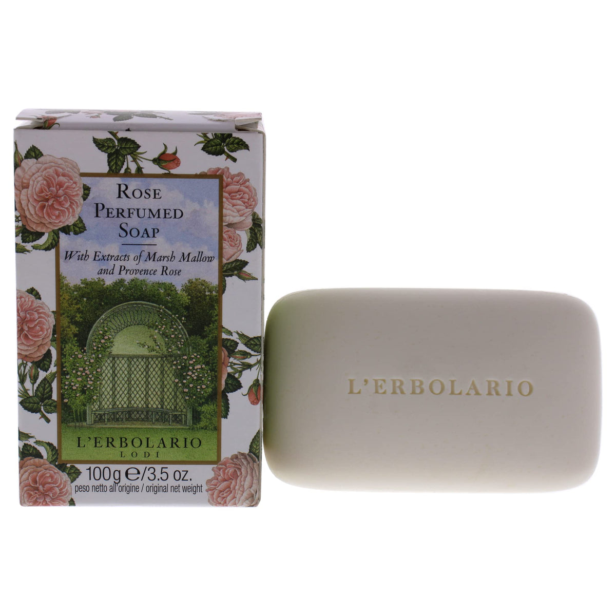 LErbolario Rose Perfumed Bar Soap  Enriched With All Natural Ingredients And Aromatic Fragrances  Cleanses And Moisturizes Sk