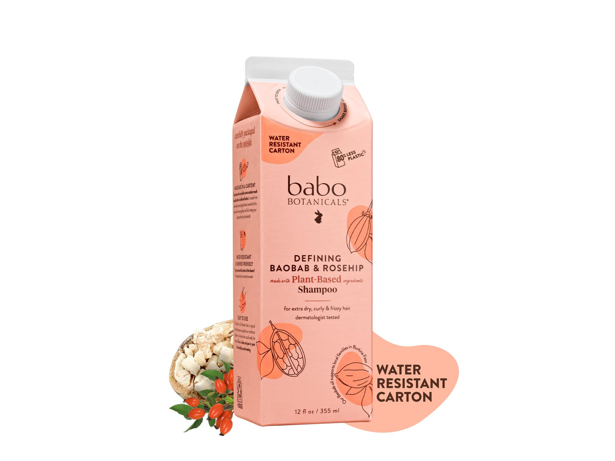 Babo Botanicals Baobab & Rosehip Shampoo For Curly Hair, 12 Fl Oz – Vegan & Water-Resistant