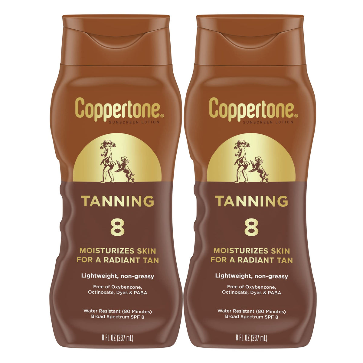 Coppertone Spf 8 Tanning Sunscreen Lotion, Water Resistant, 8 Fl Oz (Pack Of 2)