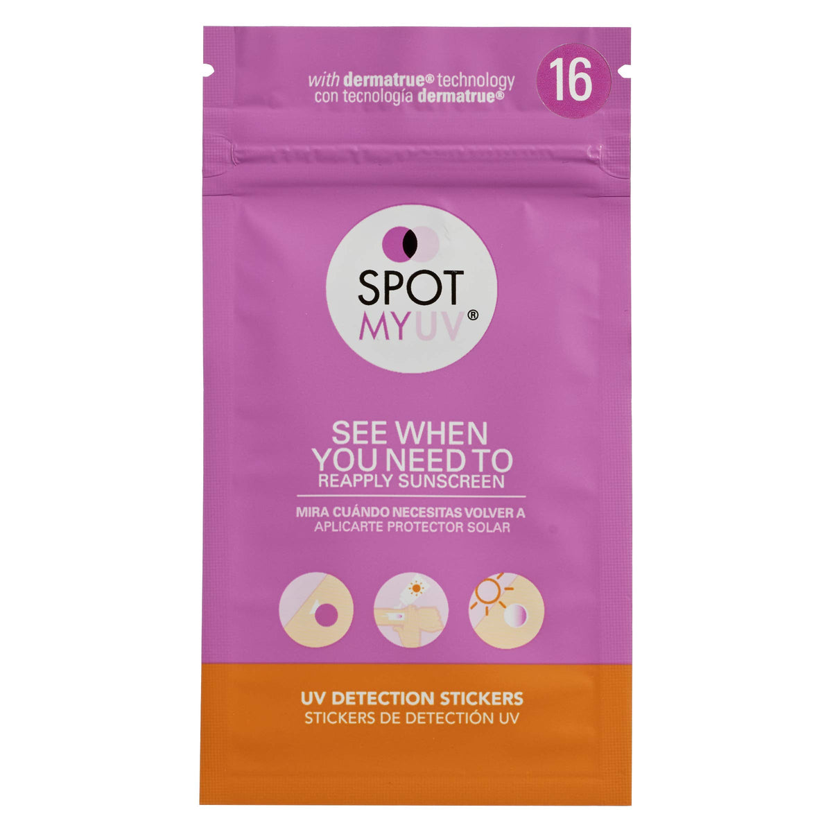 Spotmyuv Uv Detection Stickers - Dermatrue Spf Sensing Tech, 16 Count For Sunscreen Reapplication