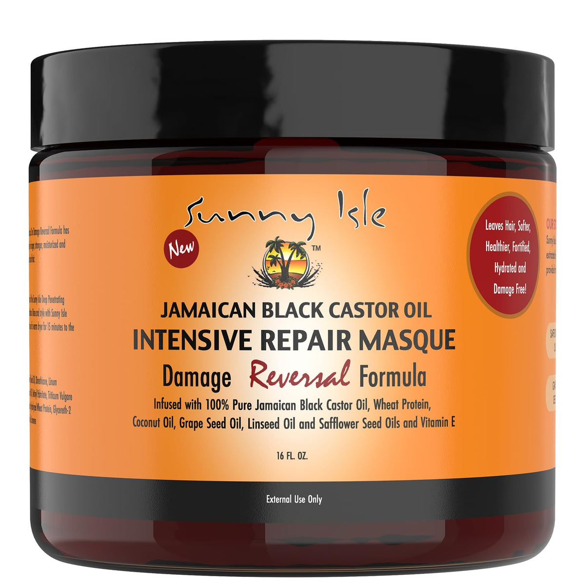 Sunny Isle Jamaican Castor Oil Intensive Repair Masque, Black Coconut, 16 Fl Oz