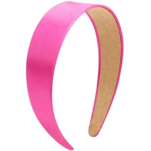 VELSCRUN Bright Pink Satin Wide Headband for Women, Simple Fashion Hair Accessory, 1 Count