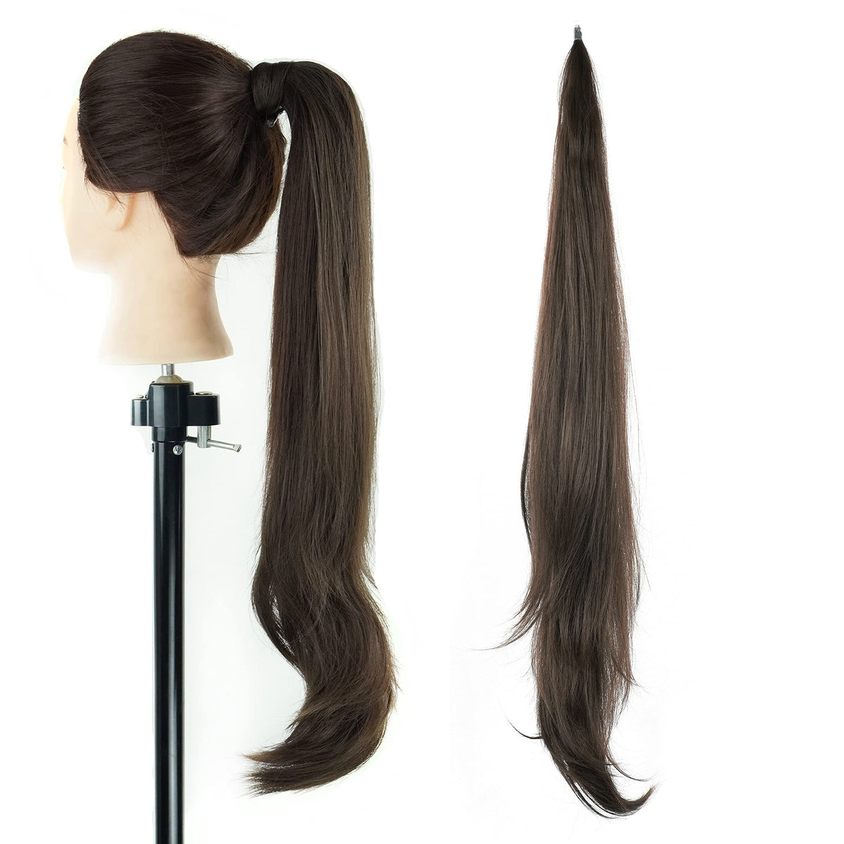 Imissu Brown Hair Extension Ponytail - 80 Cm Flexible High Temperature Fiber Hairpiece