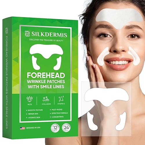 Silkdermis Forehead Wrinkle Patches & Smile Line Treatment With Aloe & Collagen, 36 Pcs