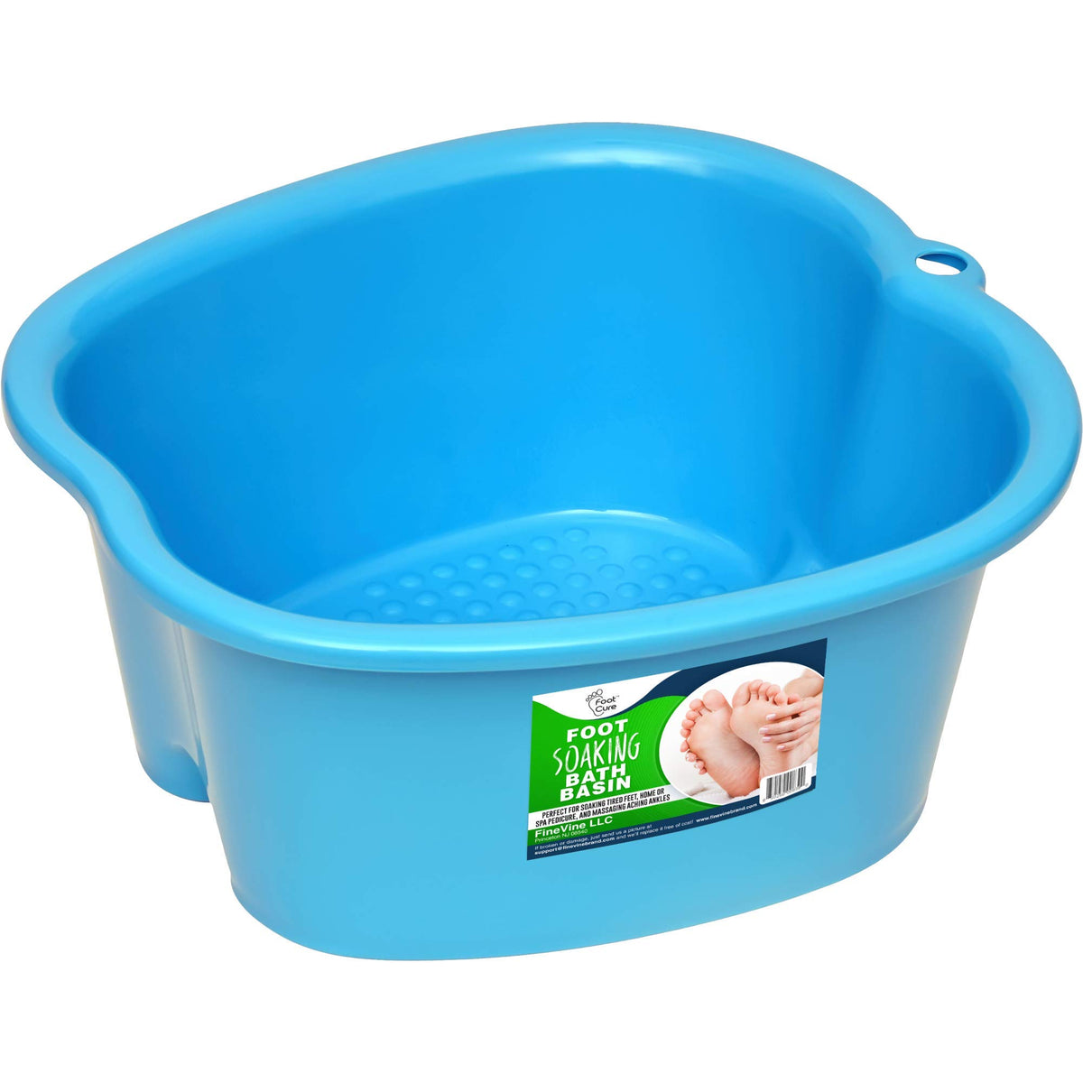 Foot Cure Blue Foot Soaking Bath Basin - Large Plastic Tub For Home Spa & Pedicure Treatment