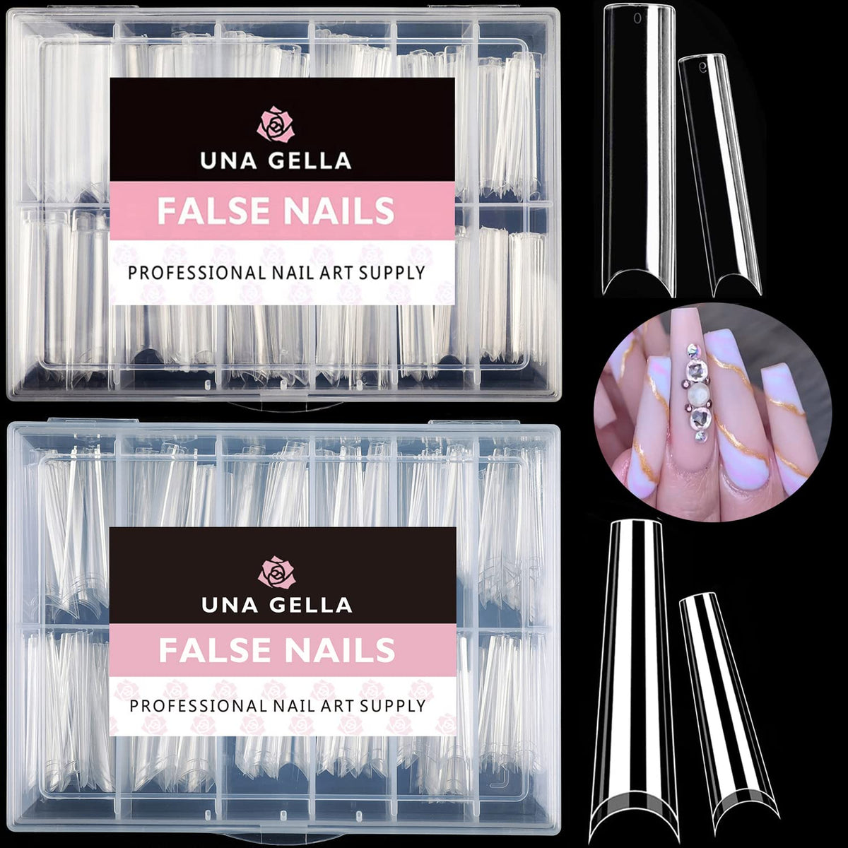 Una Gella Xxl Clear Soft Gel Nail Tips 432Pcs Square Coffin Acrylic For Salon & Diy