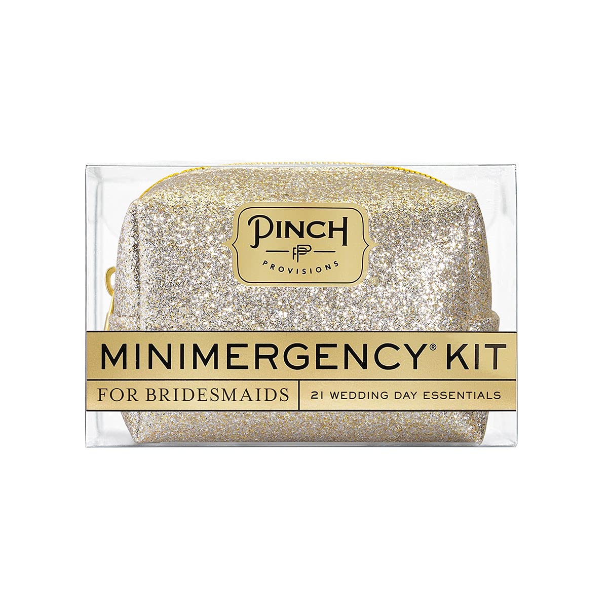 Pinch Provisions Bridesmaids Minimergency Kit - 21 Wedding Day Essentials In Champagne Glitter