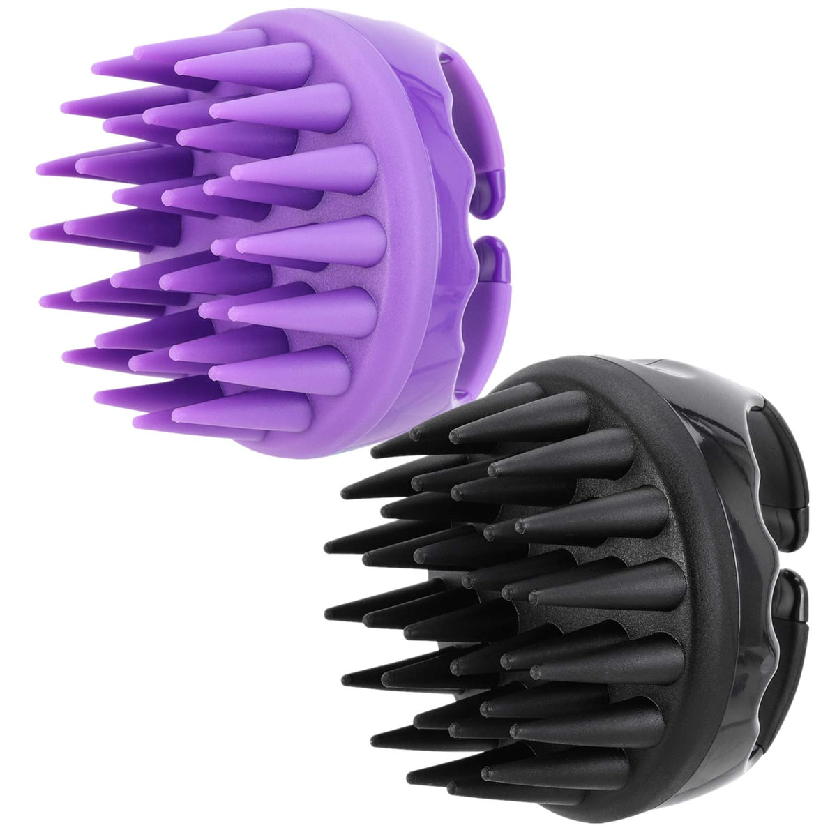 BTYMS 2-Piece Silicone Scalp Massager & Shampoo Brush Set for Dandruff - Black & Purple