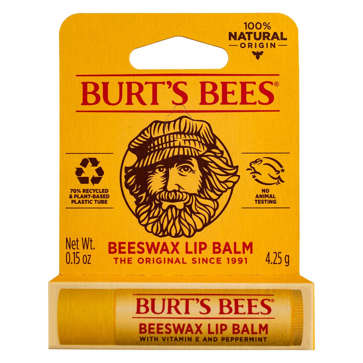 Burt'S Bees Beeswax Lip Balm With Vitamin E & Peppermint - 0.15 Oz (Pack Of 5)