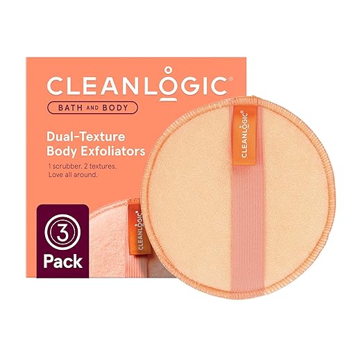 Cleanlogic Exfoliating Body Scrubber, Dual-Texture Tool For Smooth Skin, 3 Count Value Pack