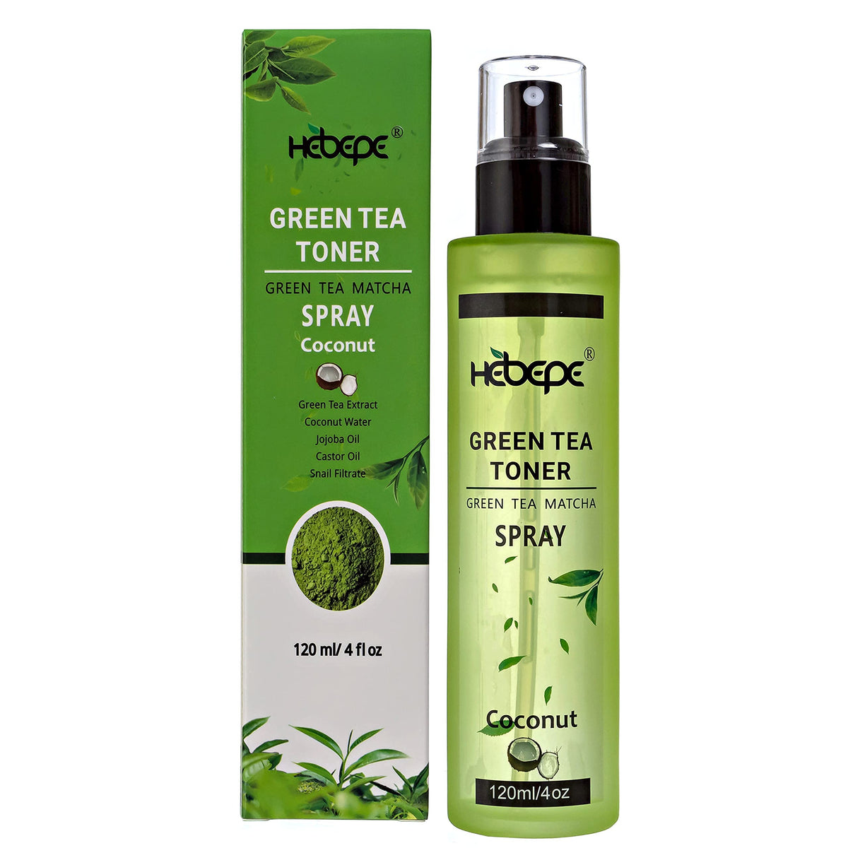 Hebepe Green Tea Matcha Facial Toner Mist - Alcohol-Free, Refreshing, Moisturizing, 120Ml