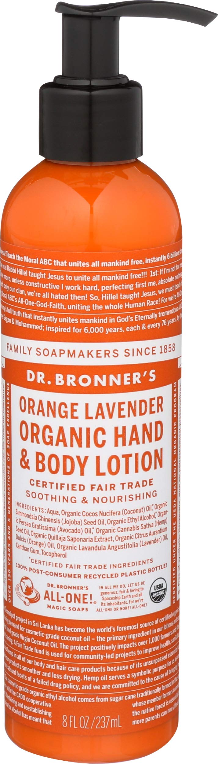 Dr. Bronner'S Organic Orange Lavender Lotion, 8 Fl Oz - Moisturizing & Nourishing Skin Care