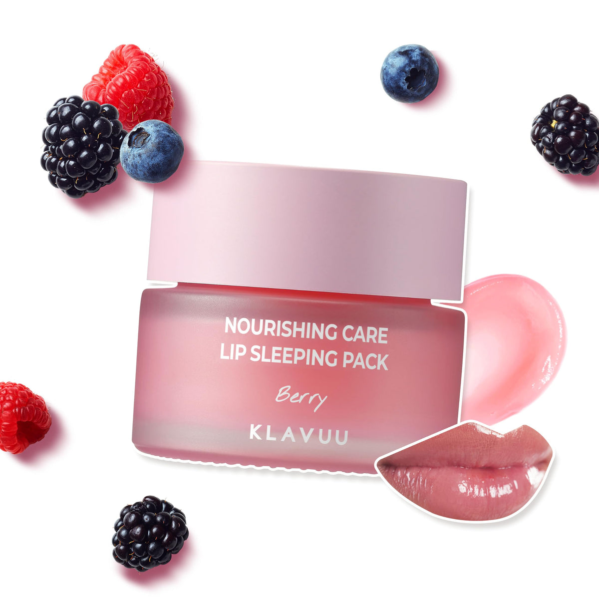 Klavuu Lip Mask Sleeping Pack 0.7Oz - Deep Hydrating Berry Lip Balm For Chapped Lips