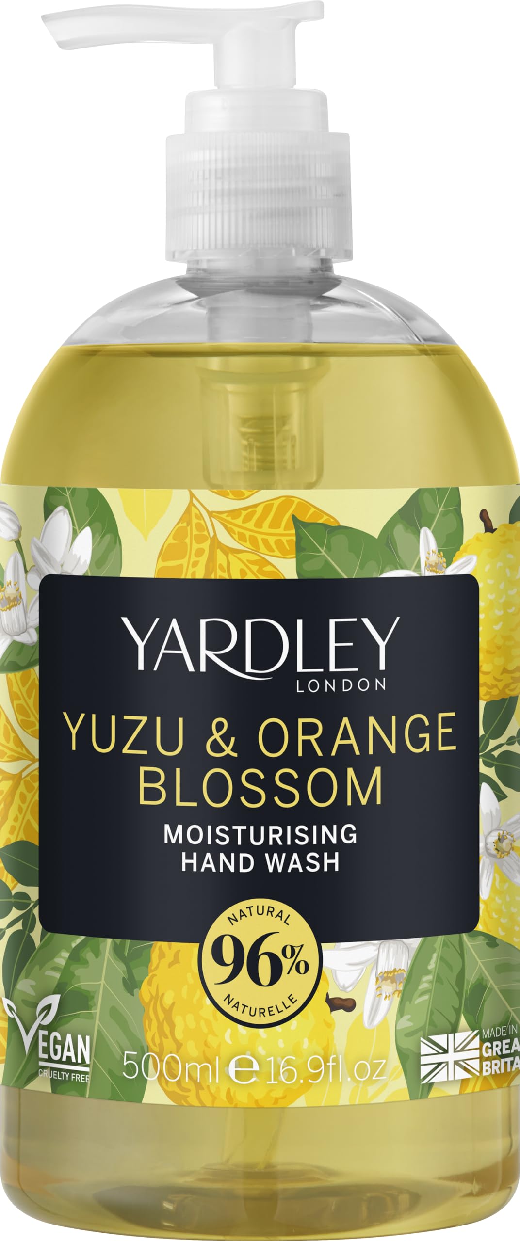 Yardley London Deluxe Yuzu & Orange Blossom Hand Wash 500Ml - Refreshing Orange Scent