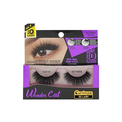 Cattitude 3D Lashes By Ebin New York - October Wonder Cat Faux Mink, Lightweight & Reusable