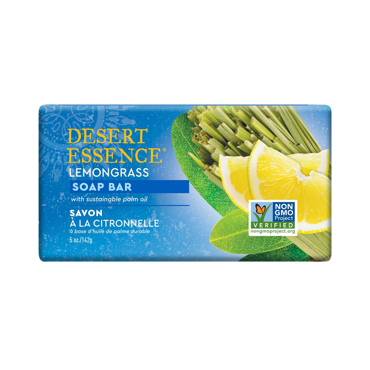 Desert Essence Lemongrass Soap Bar - 5 Oz - Tea Tree Oil, Aloe Vera, Refreshing Scent, Acne Care