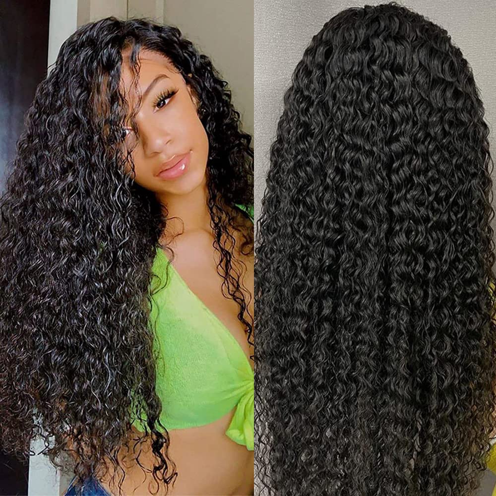 Bangjazz 24&quot; Water Wave Lace Front Wig - 180% Density Virgin Human Hair, Deep Curly Closure For Black Women