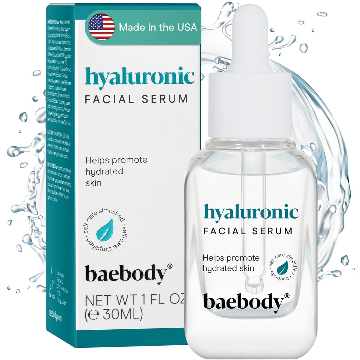 Baebody Hyaluronic Acid Serum for Face - Anti-Aging & Hydrating with Vitamin E & Jojoba Oil 1 oz