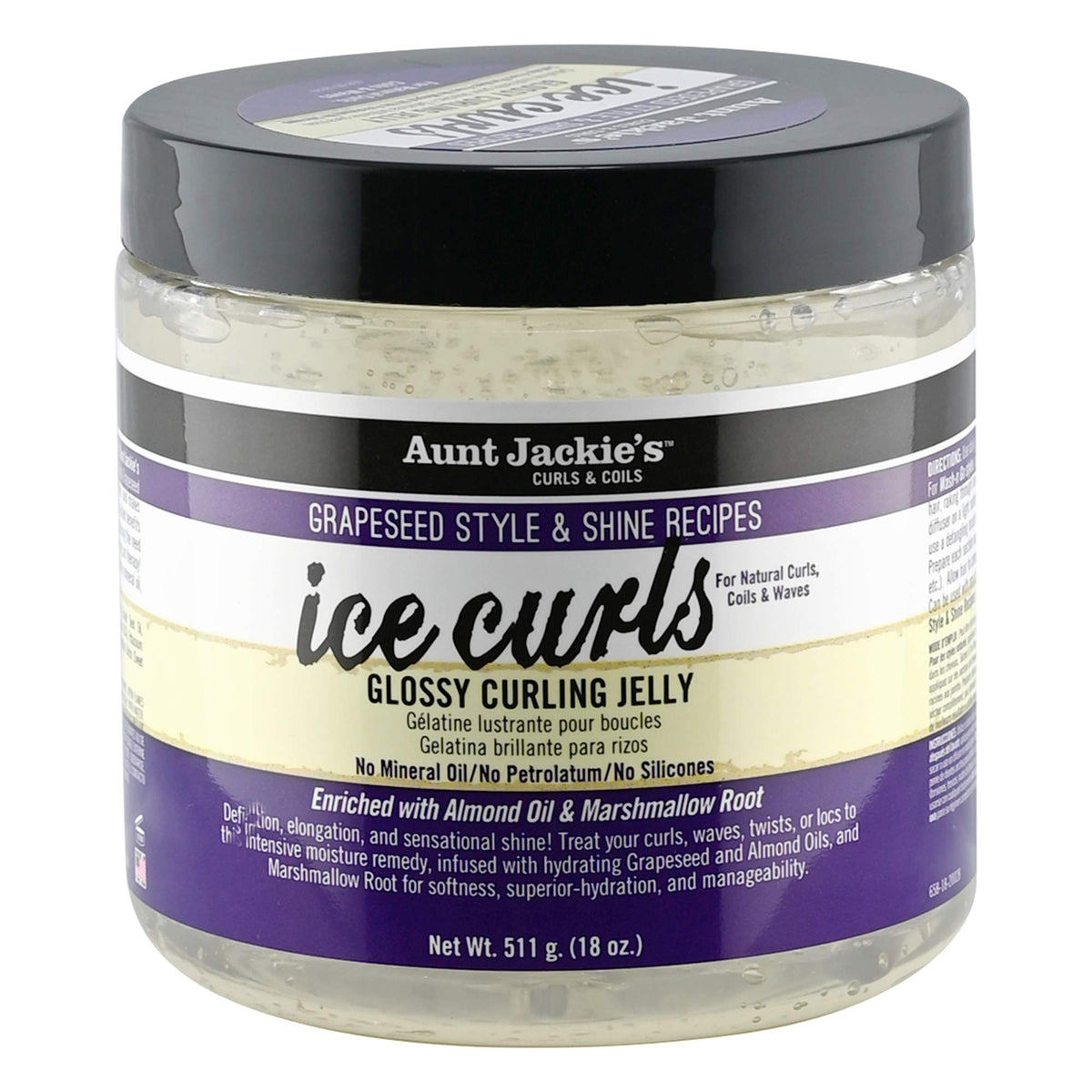 Aunt Jackie'S Grapeseed Curling Jelly - Hydrating Glossy Formula For Curls & Waves, 18 Oz