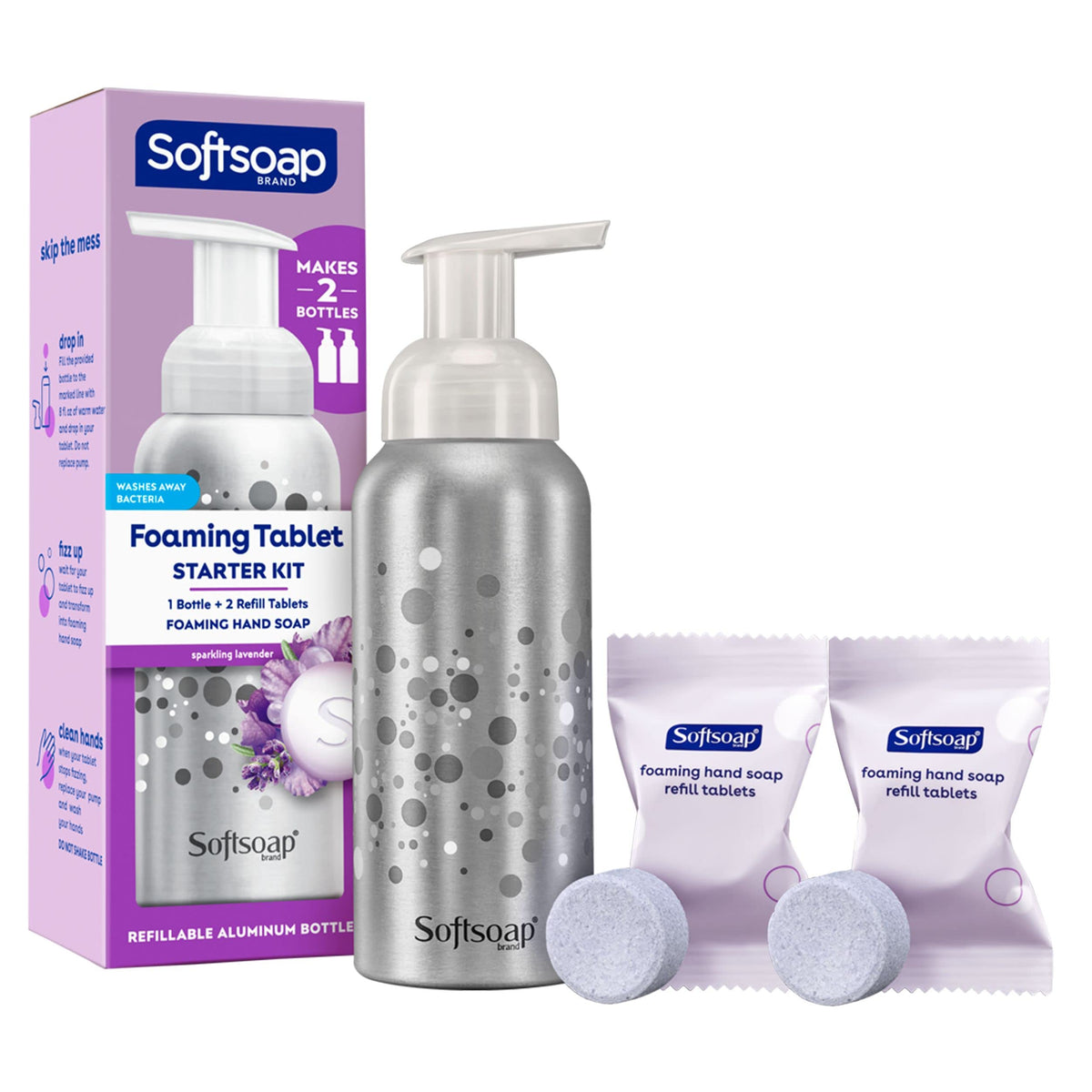 Softsoap Sparkling Lavender Hand Soap Tablets Starter Kit With Pump & 2 Tabs - 3 Piece Set