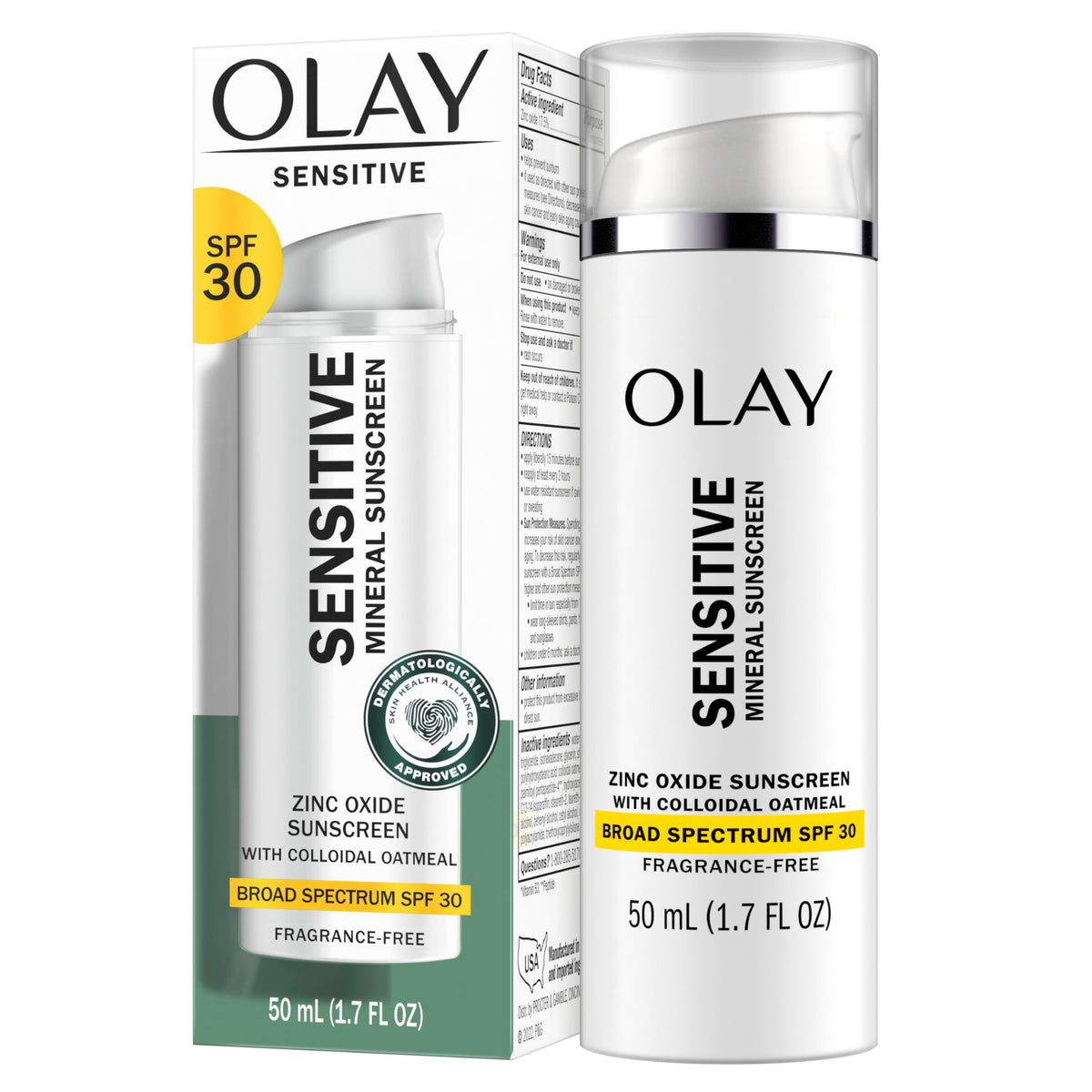 Olay Sensitive Mineral Sunscreen Spf 30, Zinc Oxide, 1.7 Oz, Broad Spectrum Protection