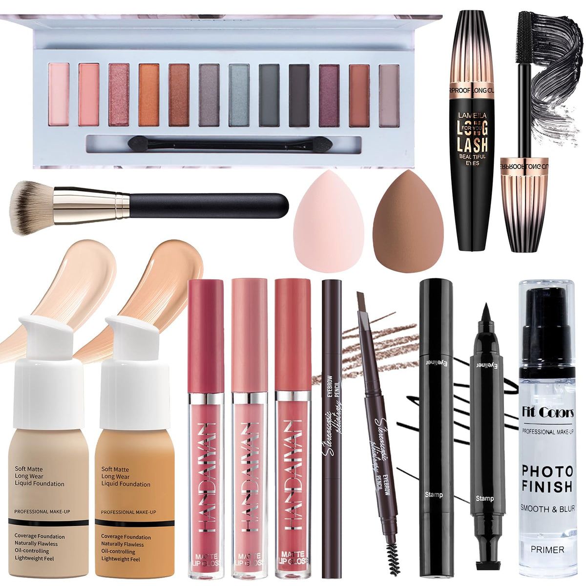 Ybuete Makeup Set For Women - Full Kit With Eyeshadow, Lipstick, Eyebrow Pencil & Brushes