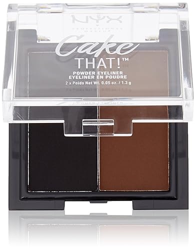 Nyx Professional Makeup Cake That! Powder Eyeliner, Black & Brown, 0.09 Oz, Long-Lasting