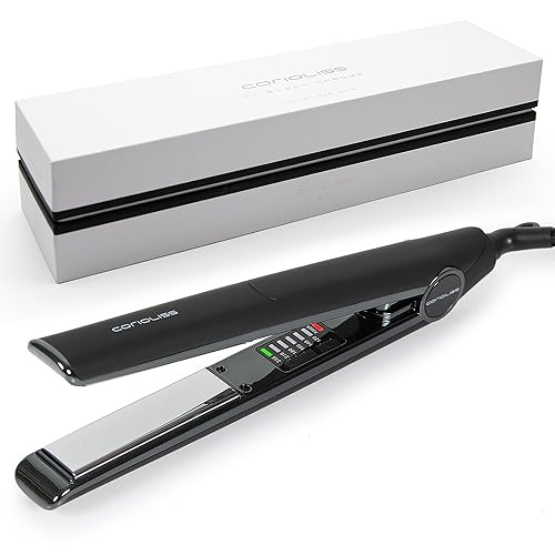 Corioliss C1 Flat Iron - Professional Titanium Plates, Temperature Control, Travel Case, Black Chrome