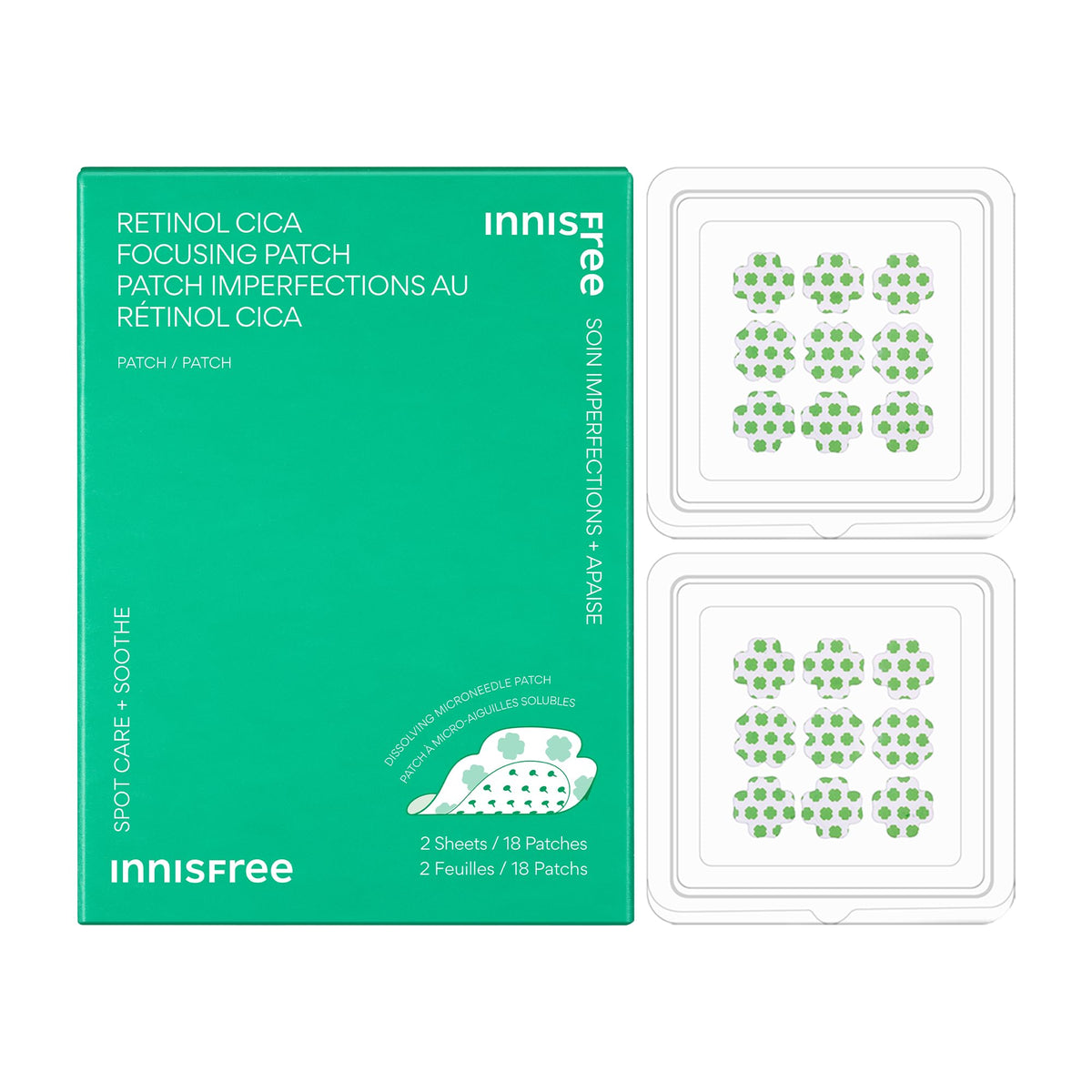 Innisfree Retinol Cica Patches 2Pk - Hydrocolloid With Salicylic & Hyaluronic Acid For Spots