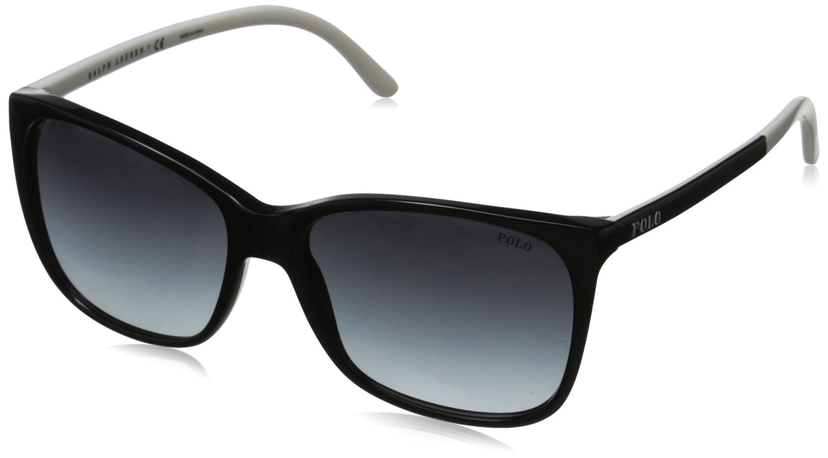 Polo Ralph Lauren Women'S Ph4094 Rectangular Sunglasses, Black/Gradient Grey, 55Mm