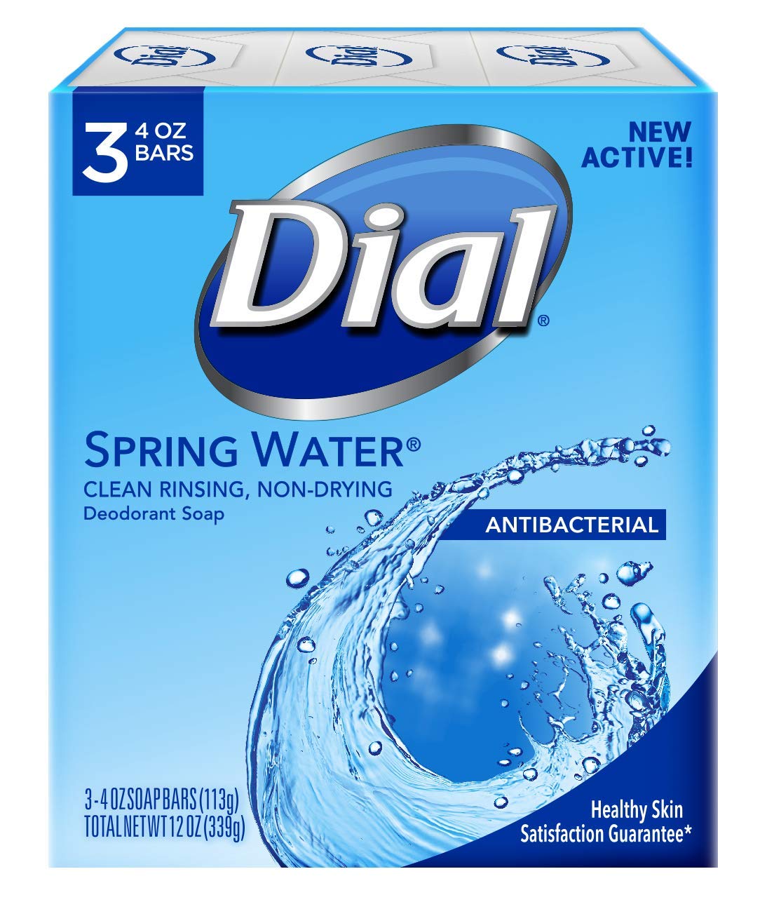 Dial Antibacterial Deodorant Soap, Spring Water, 4 Oz, 3 Bars - Fresh & Clean Protection