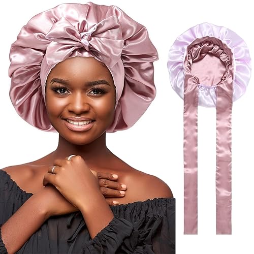 Awaytr Satin Bonnet For Women - Reversible Silk Hair Wrap, Double Layer Sleep Cap, Curly Hair