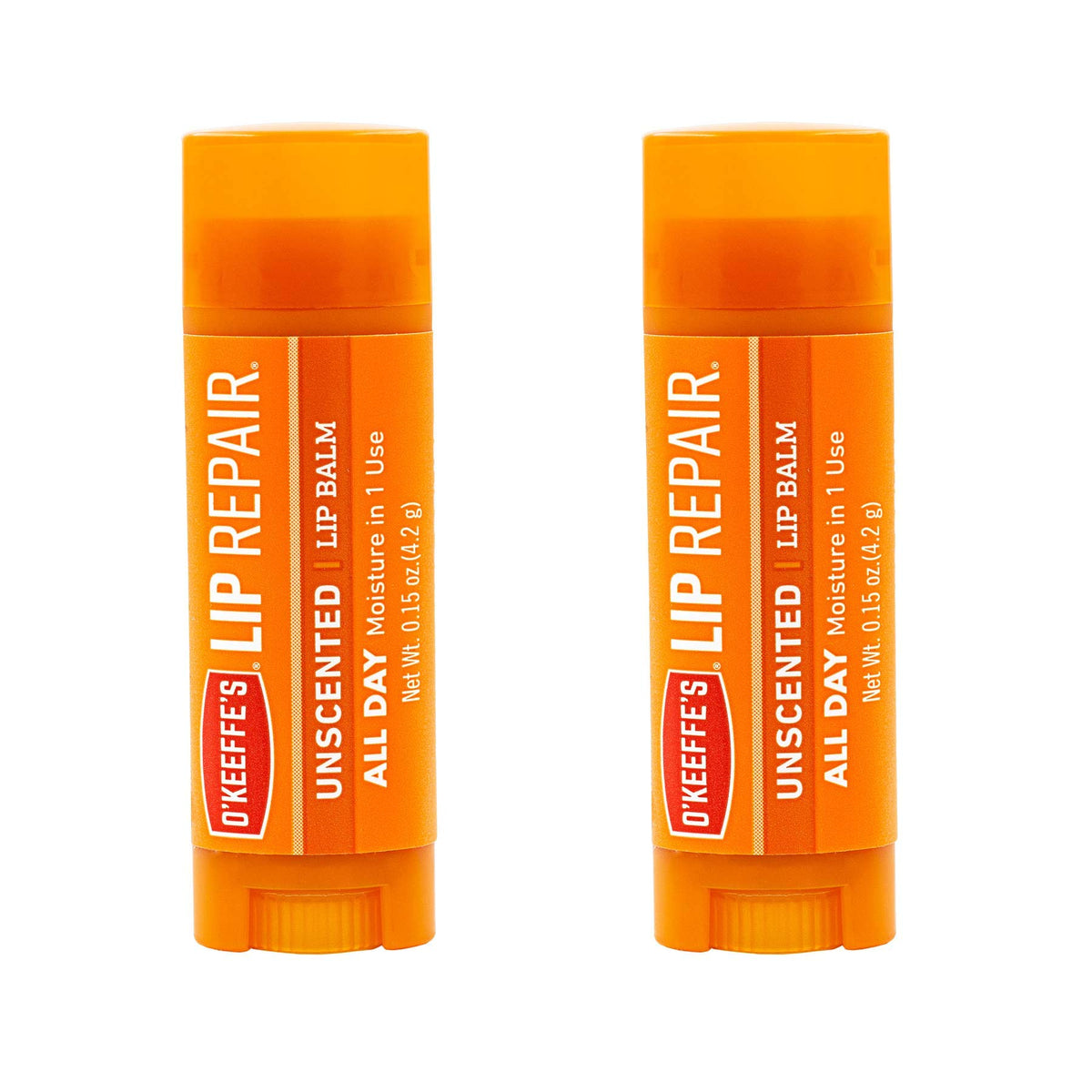 O'Keeffe'S Unscented Lip Repair Balm, 0.15 Oz, Pack Of 2, For Dry Cracked Lips