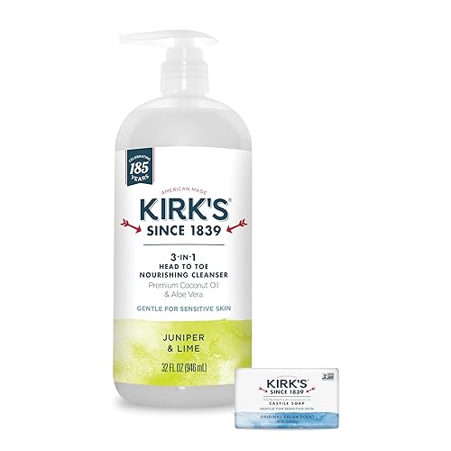 Kirk'S 3-In-1 Castile Soap Travel Size, Juniper & Lime, Shampoo, Face & Body Wash, 2