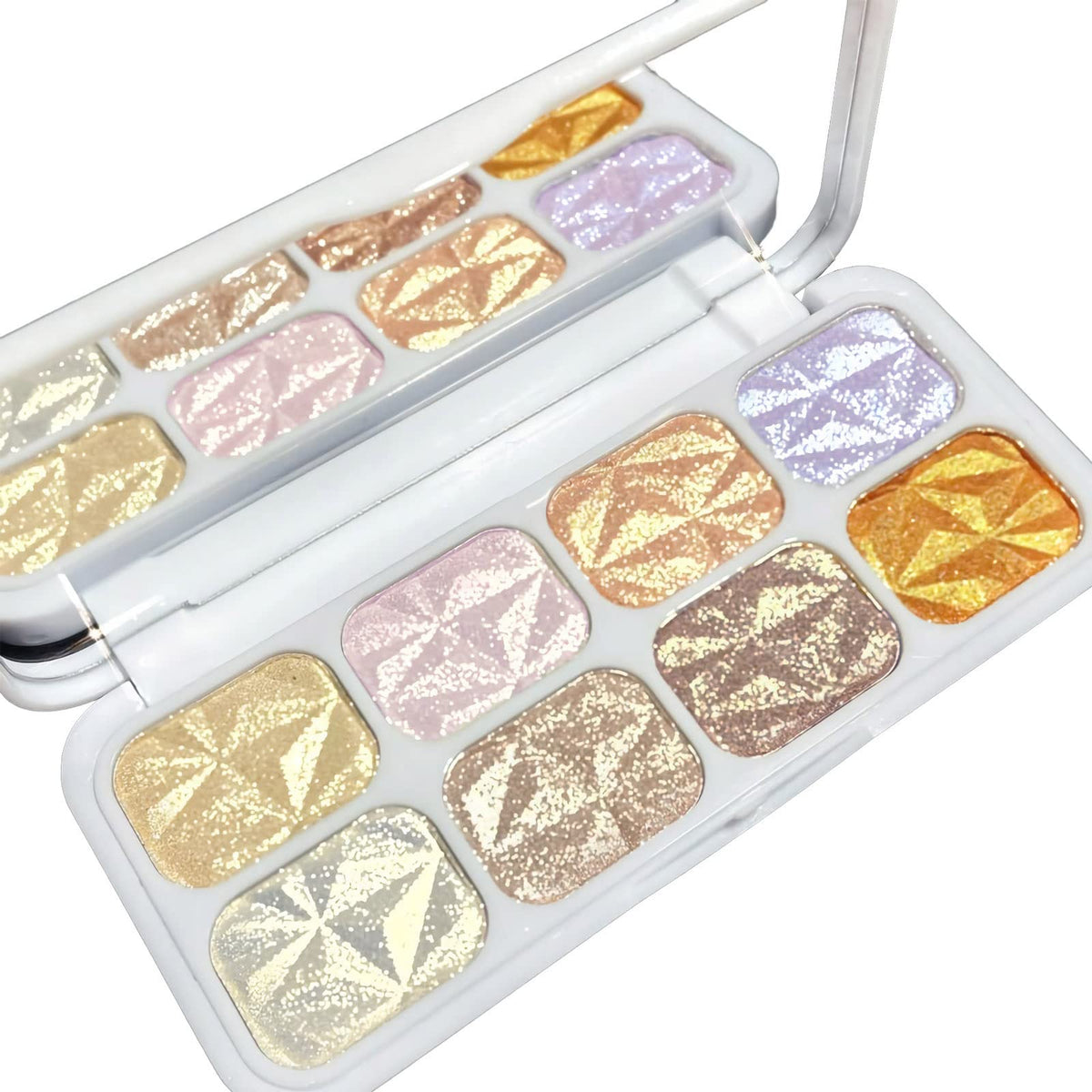 SUMEITANG 8 Color Highlighter Palette - Shimmer Glitter Multichrome Highlight Powder