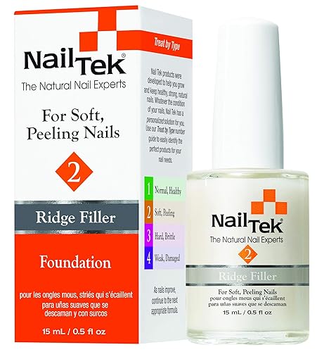 Nail Tek Foundation 2 Ridge Filling Base Coat For Soft Peeling Nails, 0.5 Oz, 1-Pack