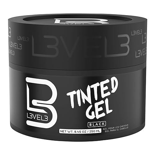 L3 Level 3 Tinted Gel Black - Strong Hold Temporary Hair Gel, No Flaking, Easy Rinse, 8.45