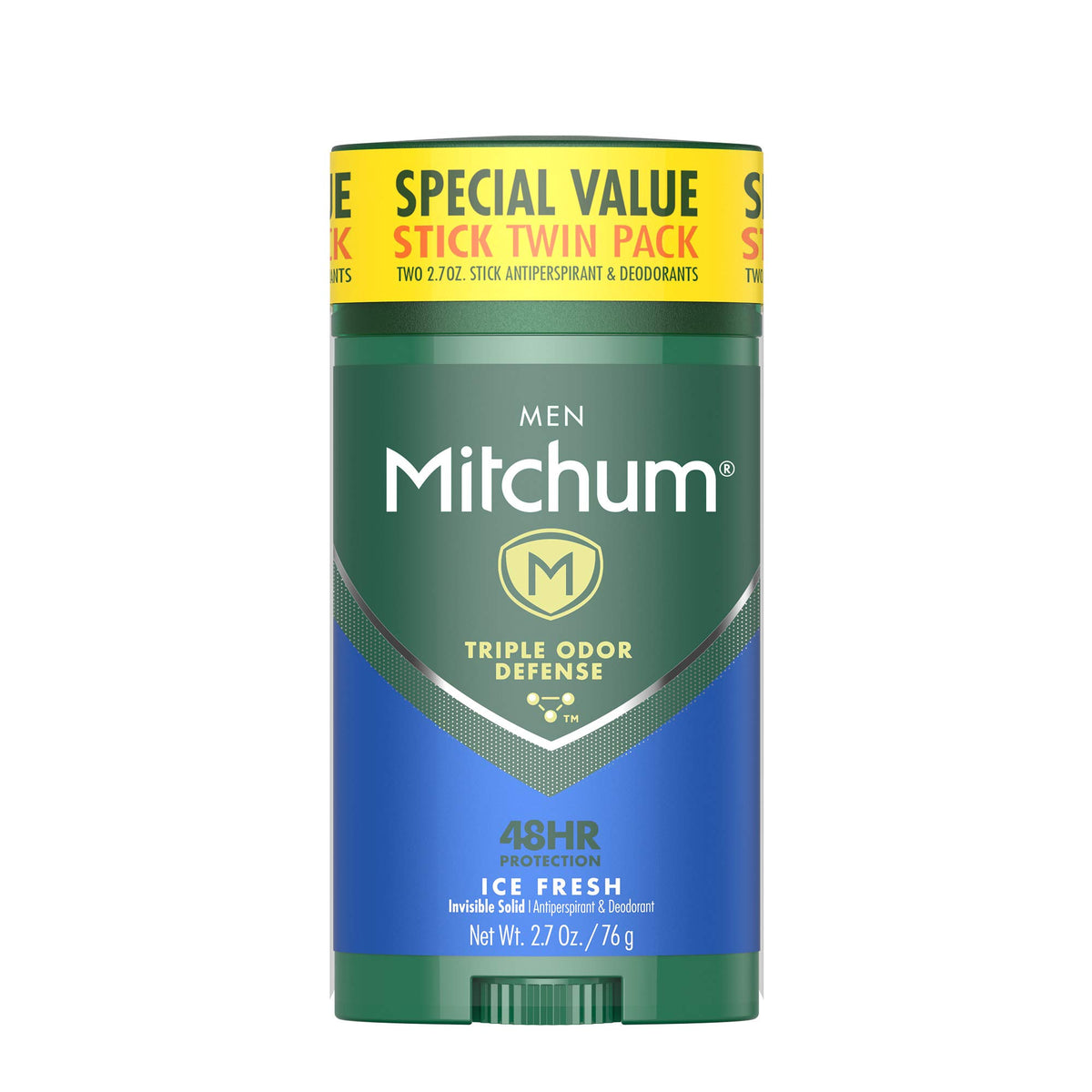 Mitchum Men'S Antiperspirant Deodorant Stick, Triple Odor Defense, 48 Hr Protection, Ice Fresh, 2