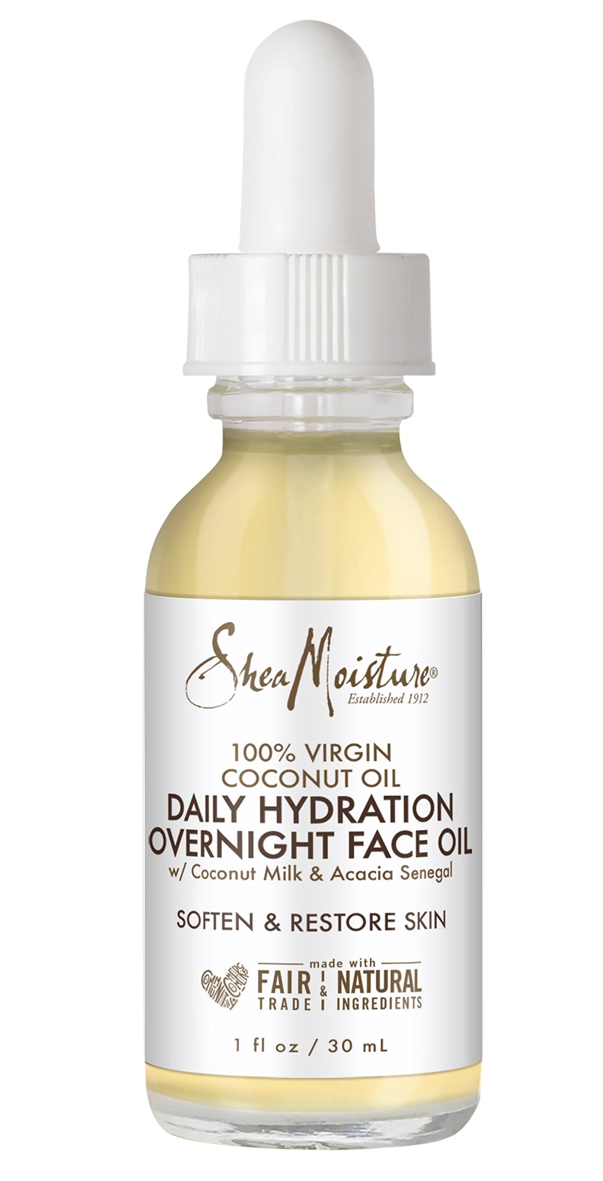 Sheamoisture 100% Virgin Coconut Oil Overnight Face Oil, Daily Hydration, 1 Fl Oz